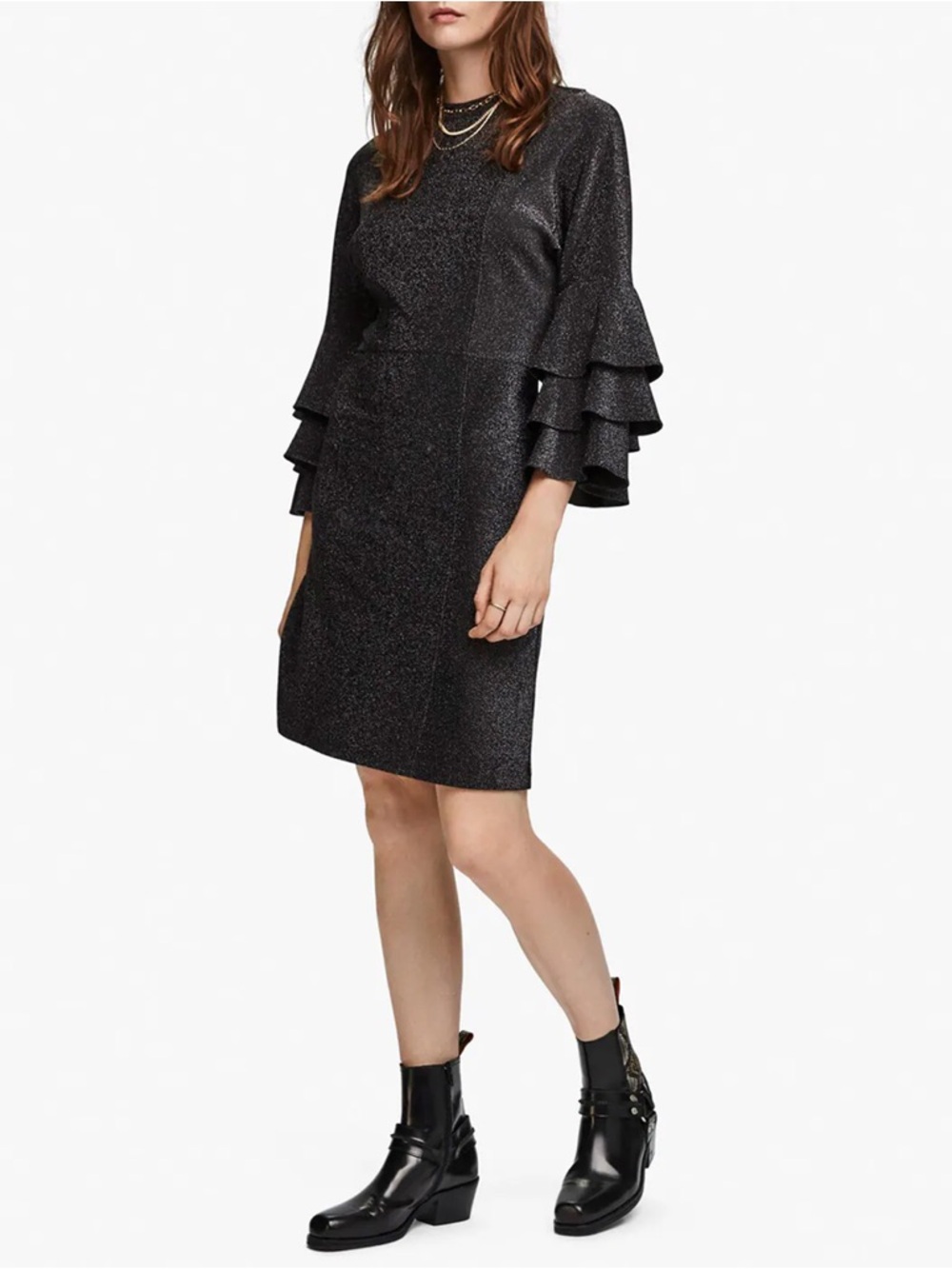 Scotch & Soda NWT Shimmer Metallic Mini Dress Size XL Flared Sleeve Raffle Disco